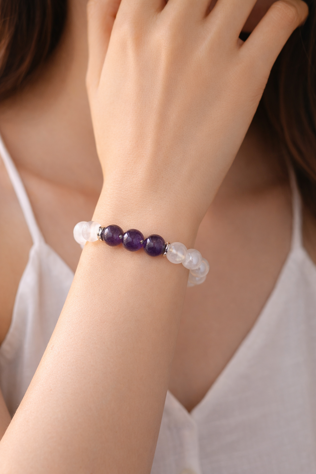 Moonstone & Amethyst bracelet.