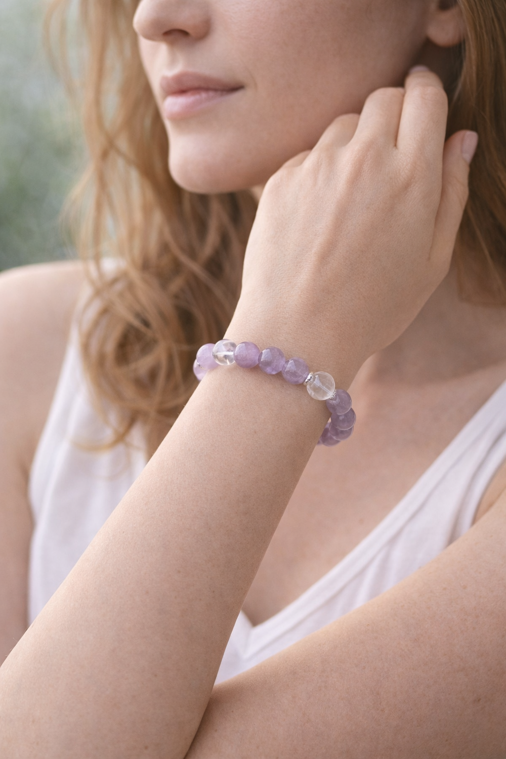 Lavender Amethyst & Clear Quartz bracelet.