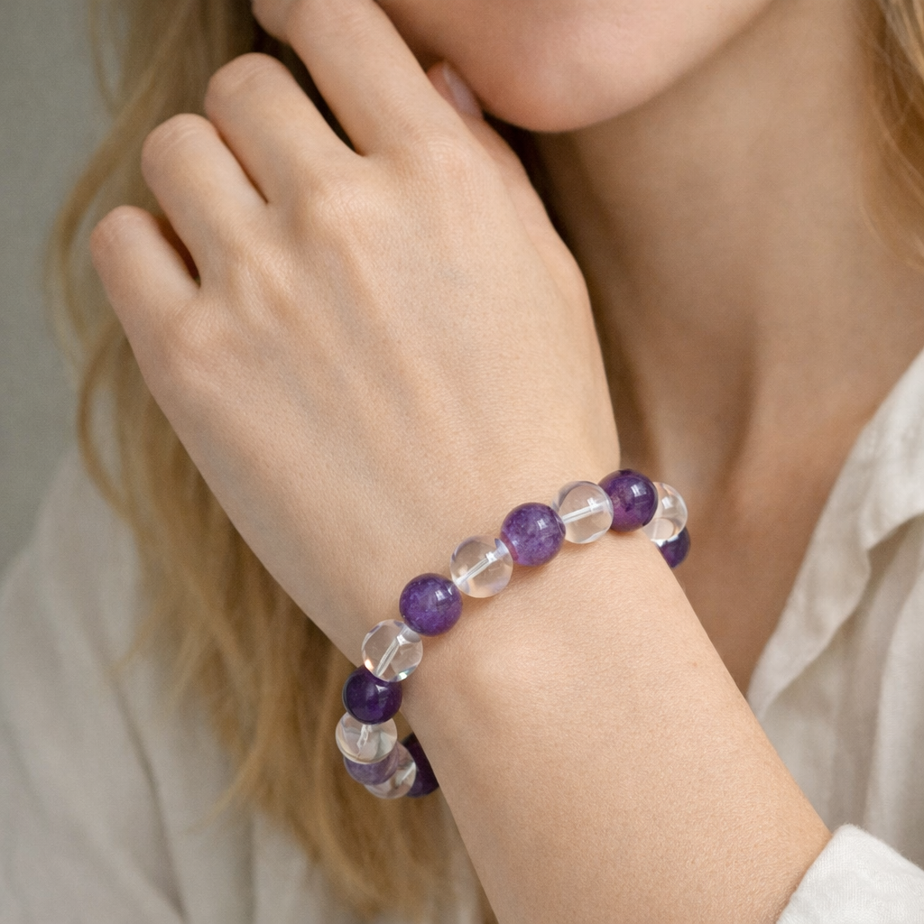 Amethyst & Clear Quartz Night Calm Bracelet