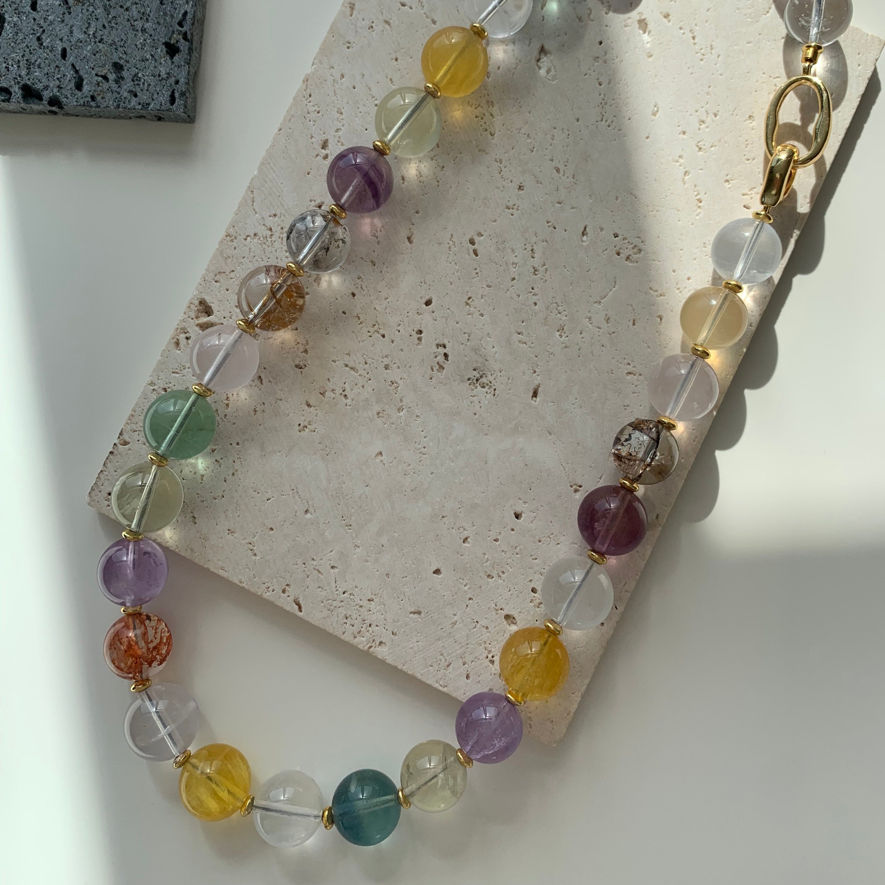 Fluorite & Natural Crystal necklace.