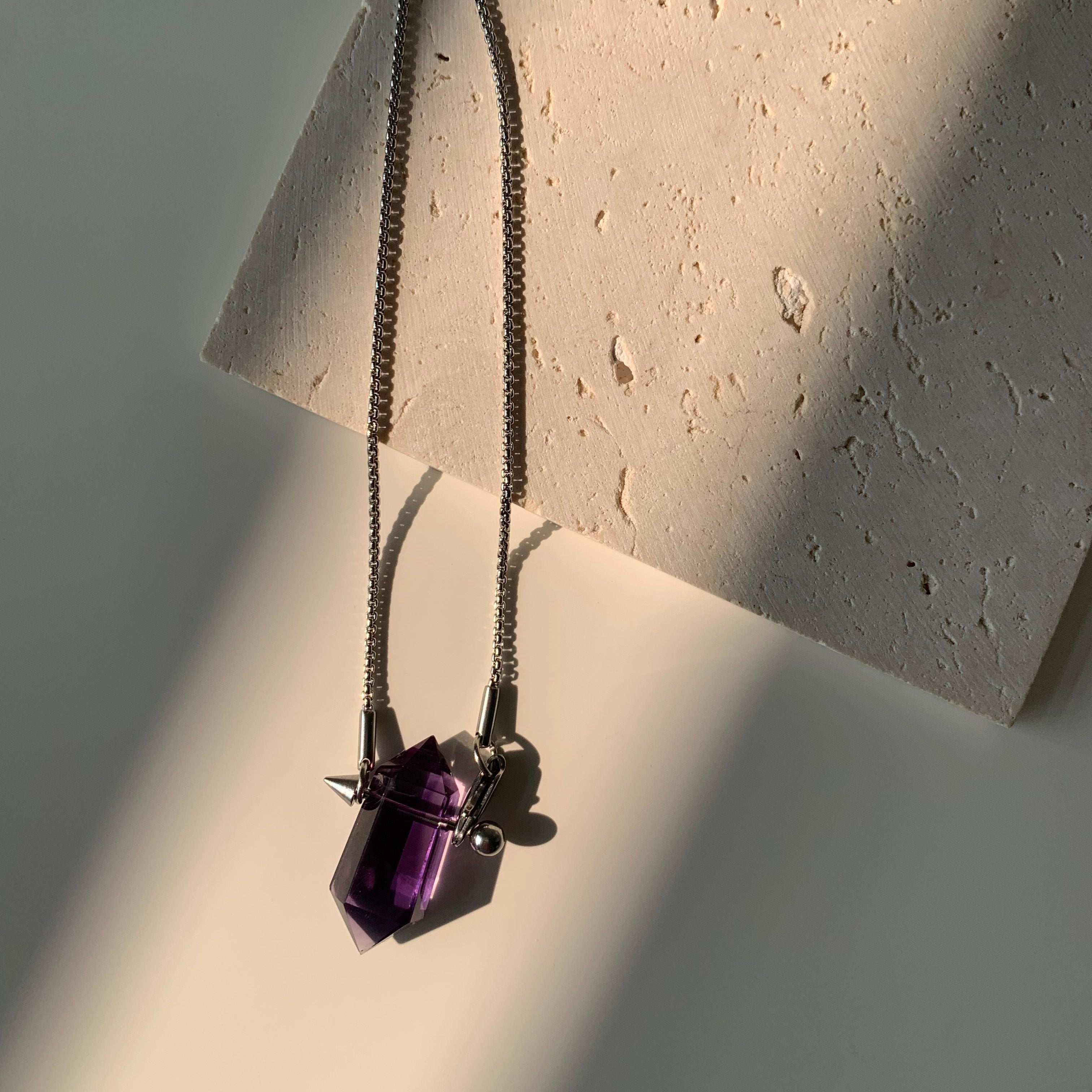 Amethyst Inner Calm Crystal Pendant Necklace