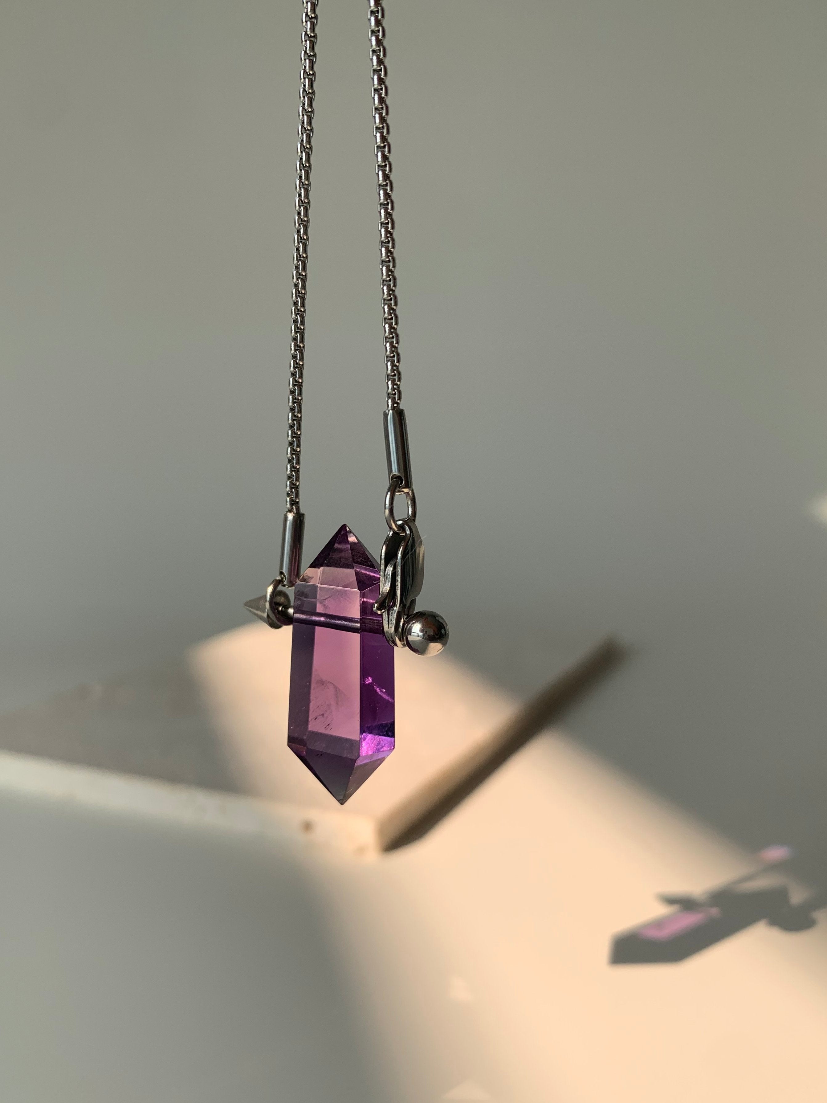 Amethyst Inner Calm Crystal Pendant Necklace