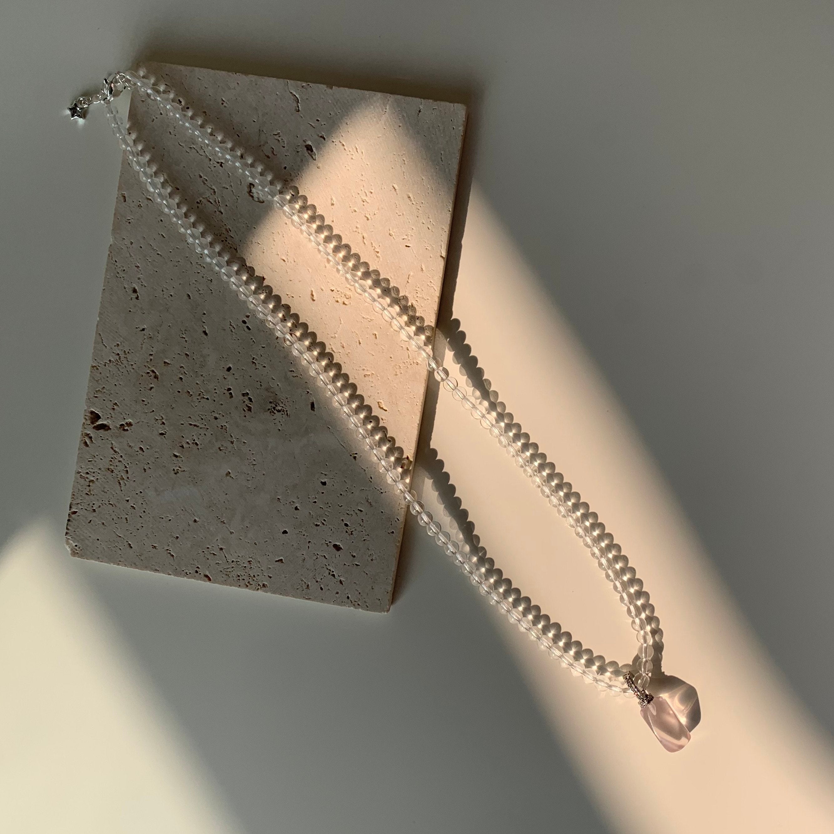 Rose Quartz & Clear Quartz Gentle Balance Necklac