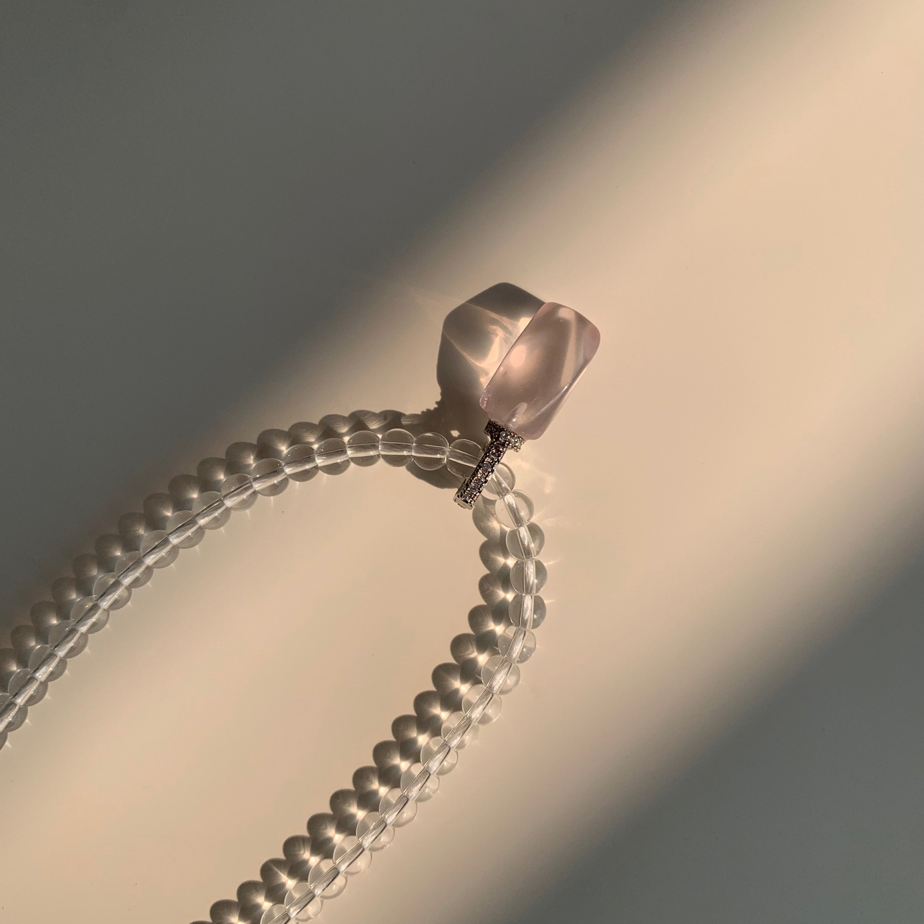 Rose Quartz & Clear Quartz Gentle Balance Necklac