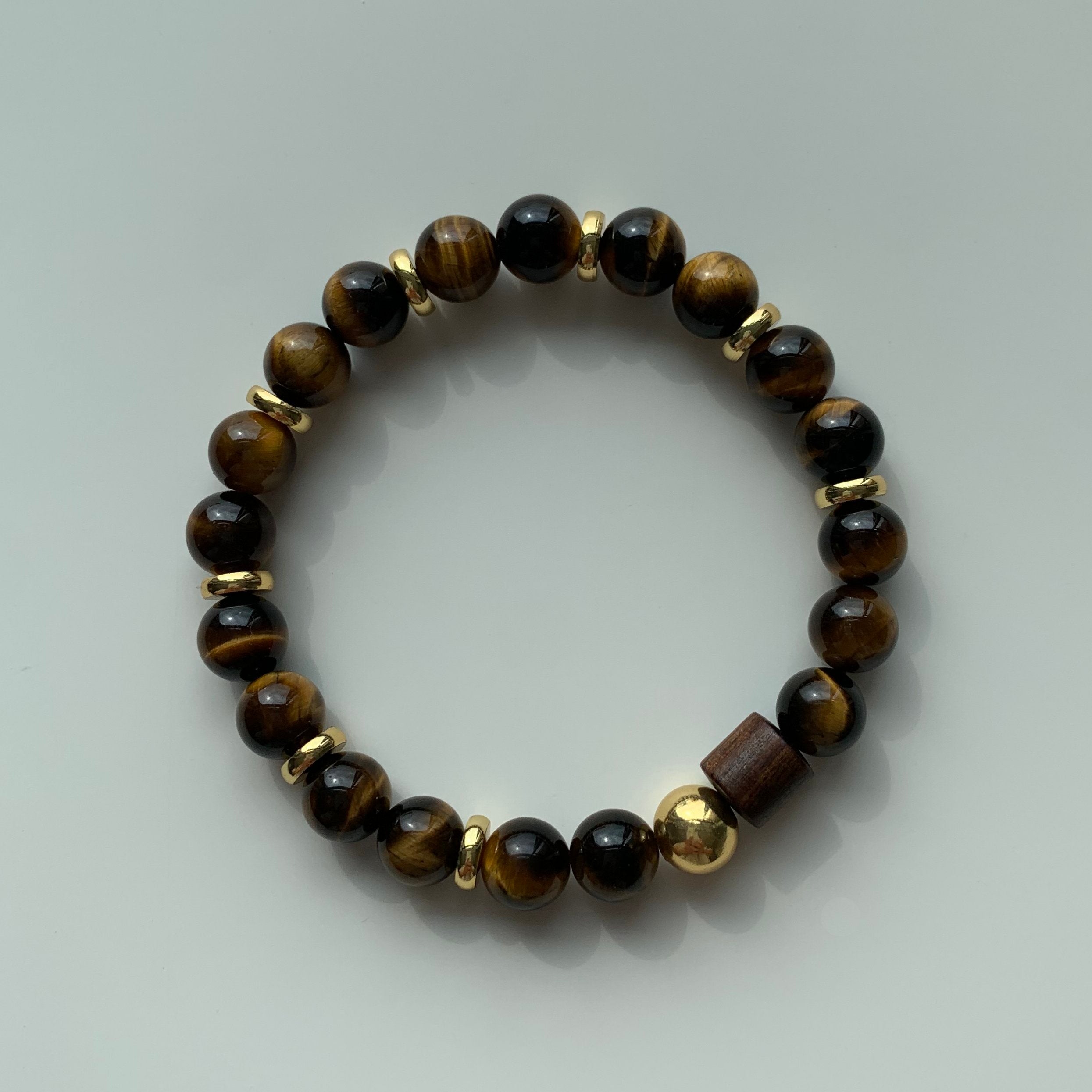 Tiger’s Eye & Natural Wood Intention Bracelet