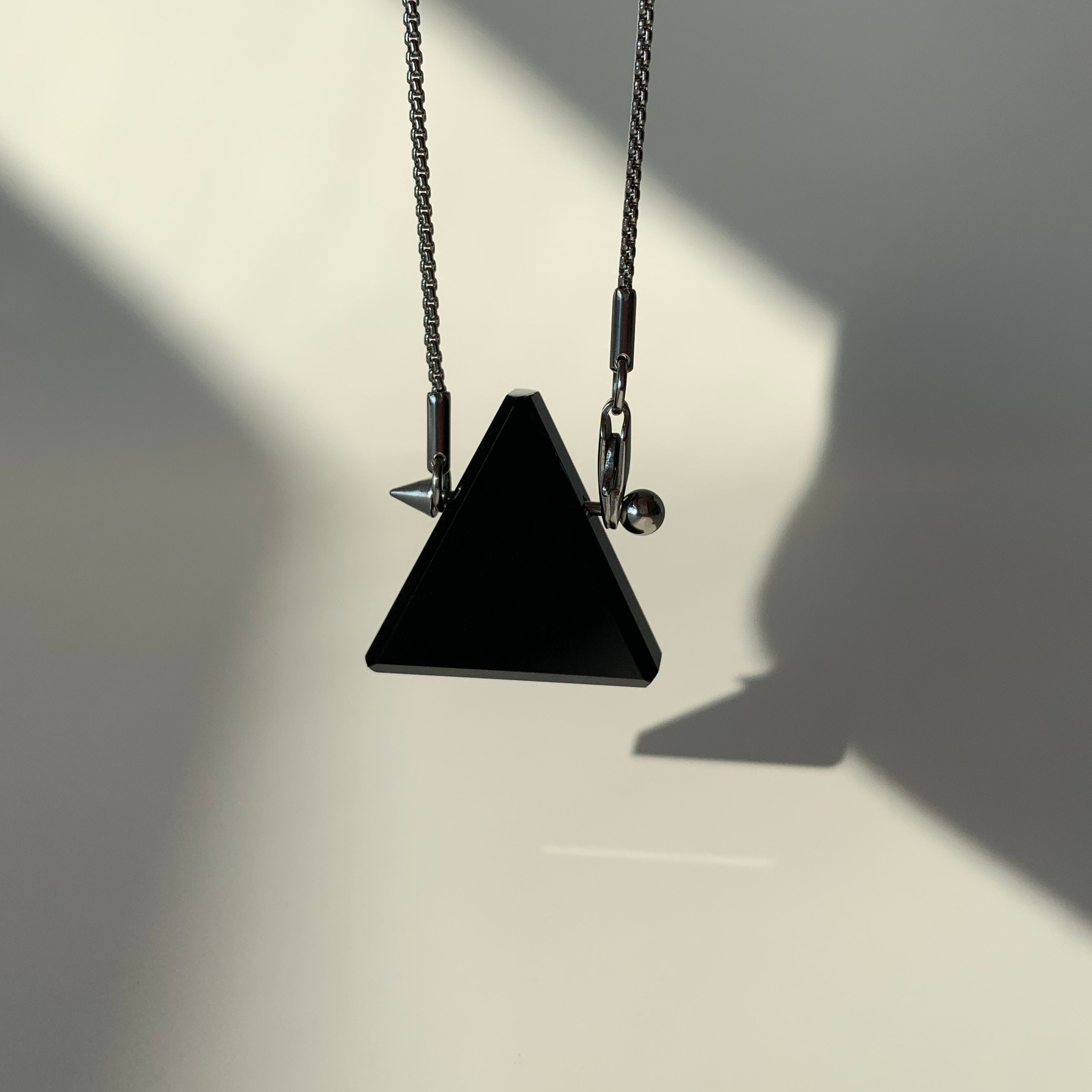 Black Obsidian Pyramid Grounding Necklace