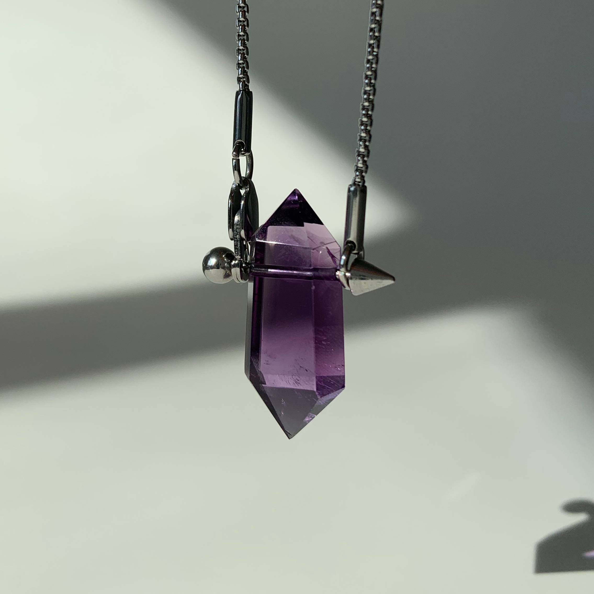 Amethyst Inner Calm Crystal Pendant Necklace